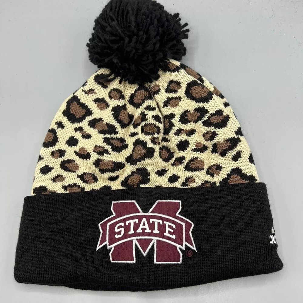 Adidas Mississippi State Bulldogs Hat Men Cuffed Beanie Pom Pom Cap Size ONE SIZE - 1 Thumbnail