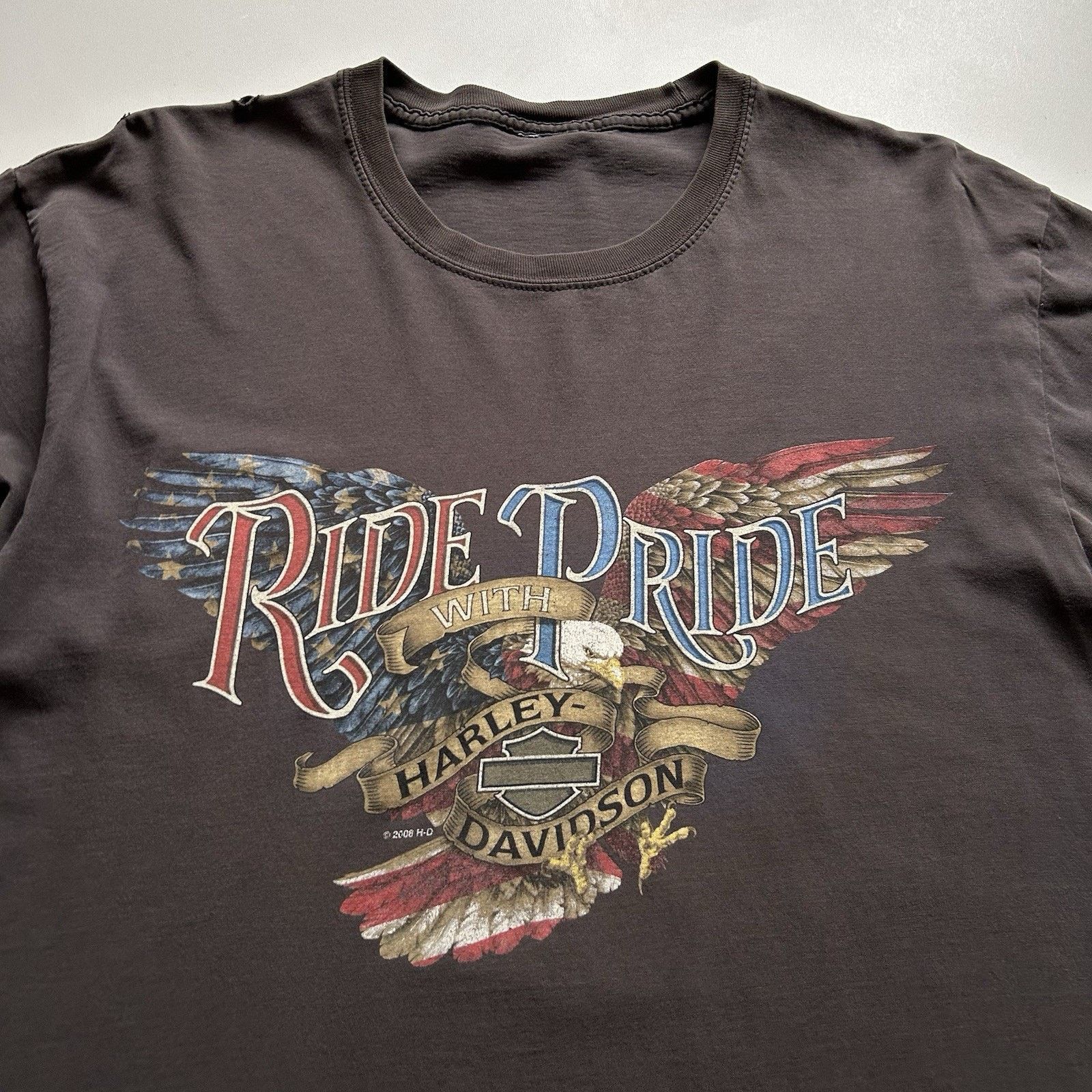 Harley Davidson × Vintage Vintage Harley Davidson Shirt Large Faded Black Eagle Rare Size US L / EU 52-54 / 3 - 2 Thumbnail