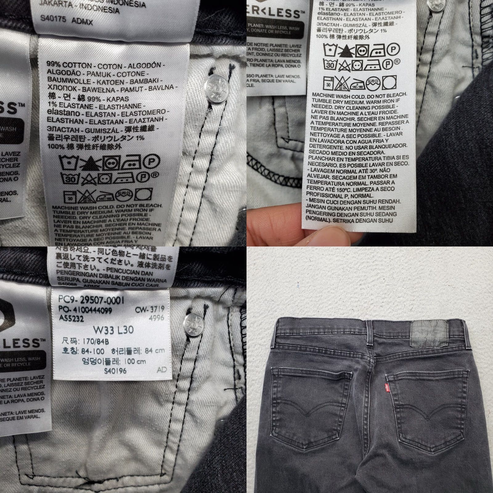 Levi's Levi's 502 Straight Jeans Mens Size 33 Mens Black Denim Stretch Comfort Jeans Size US 33 - 8 Thumbnail