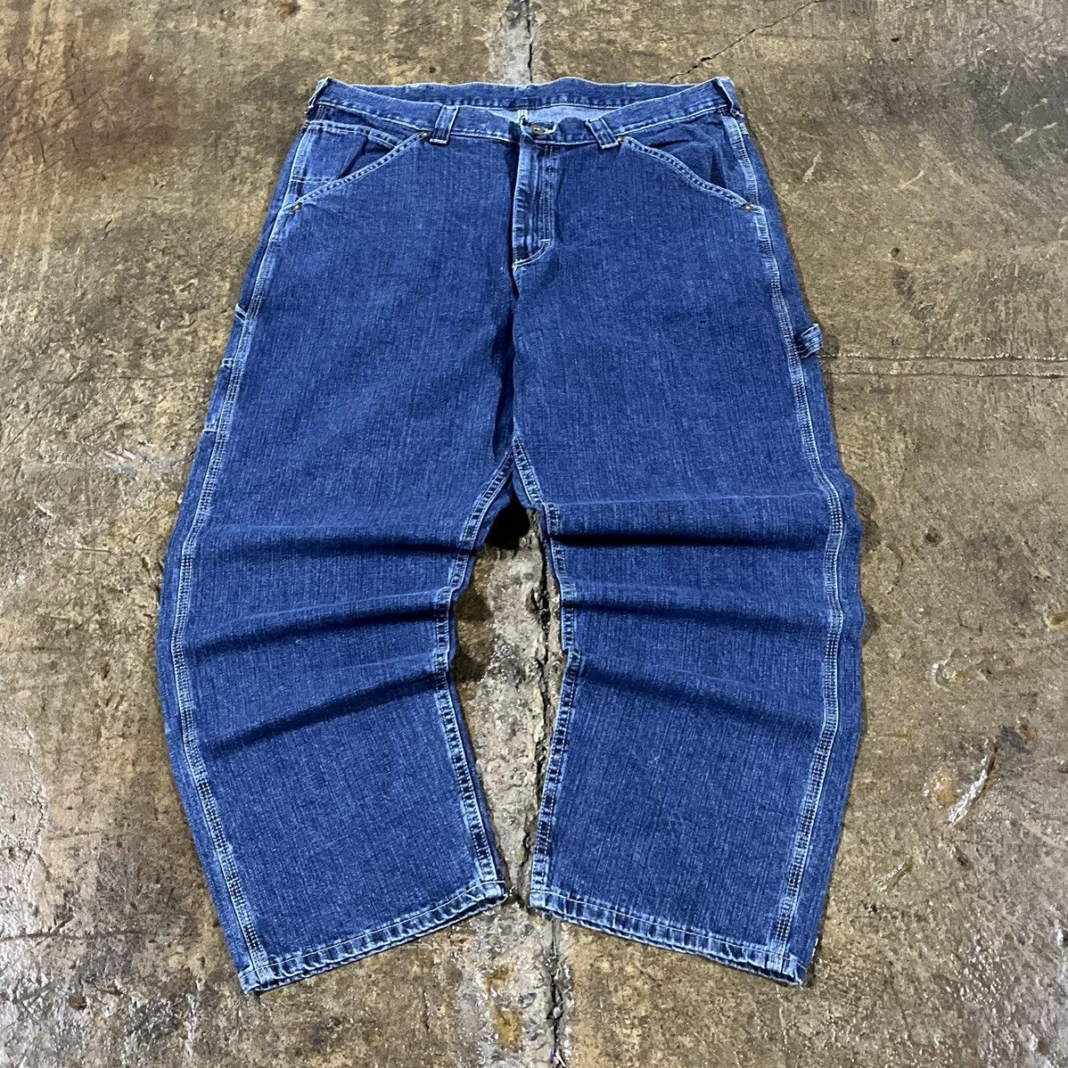 Carhartt × Lee × Vintage Crazy Carhartt Style Lee Carpenter Jeans Wide Leg Workwear Size US 38 / EU 54 - 2 Thumbnail