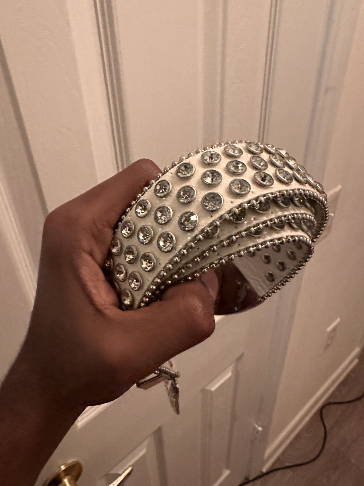 Japanese Brand × Vintage White and chrome rhinestone belt Size ONE SIZE - 6 Thumbnail
