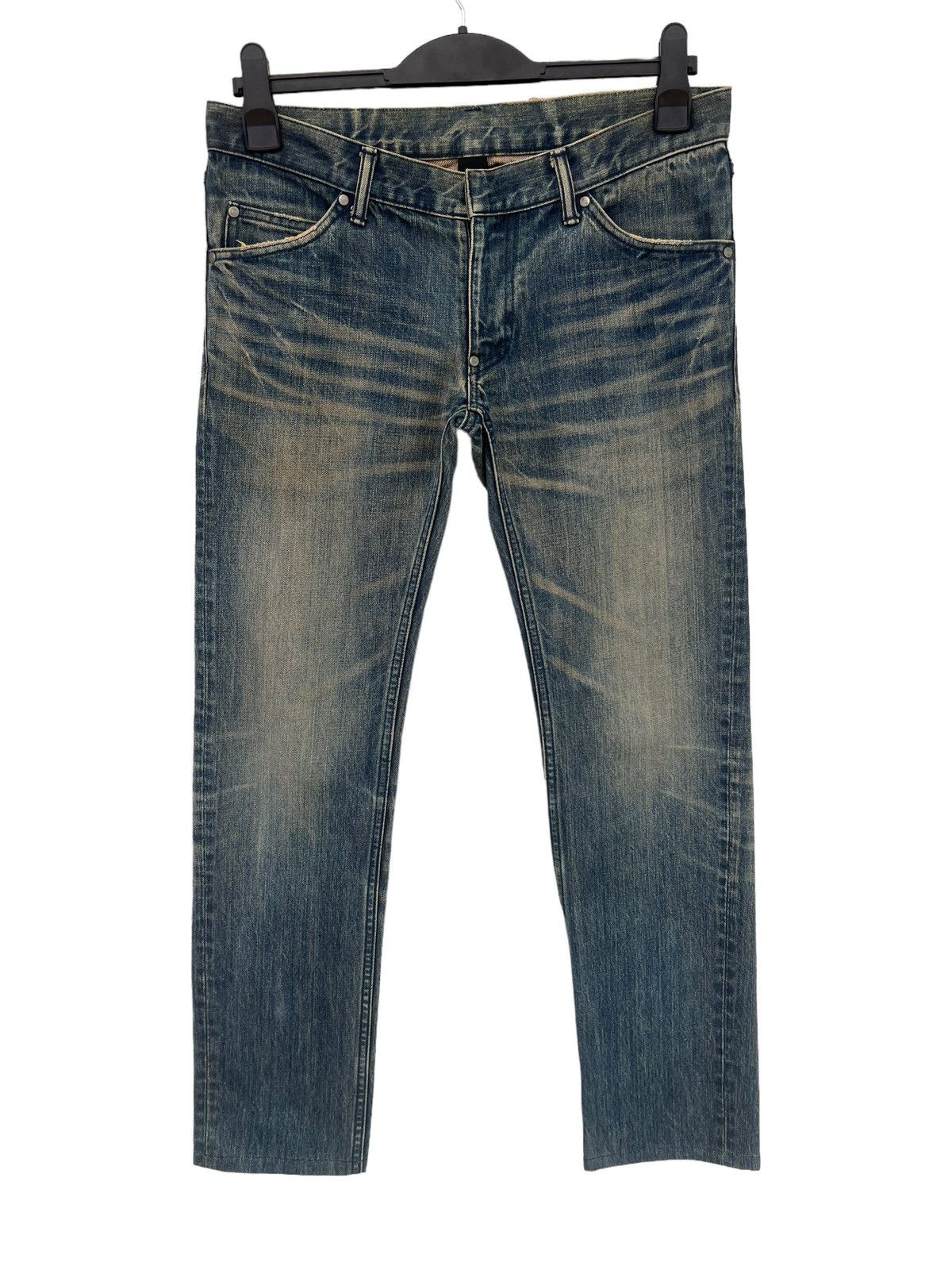Japanese Brand Vintage Pledge Japan Distressed Muddy Denim Slim Jeans Size US 31 - 6 Thumbnail