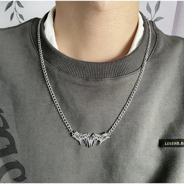 VIBE Spike Graffiti Chain Necklace Punk Gothic Chrome Rock Venom Size ONE SIZE - 6 Thumbnail