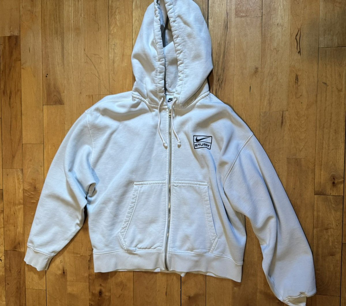 Stussy Stussy White Pigment Dyed Dice Hoodie Zip Up | Grailed