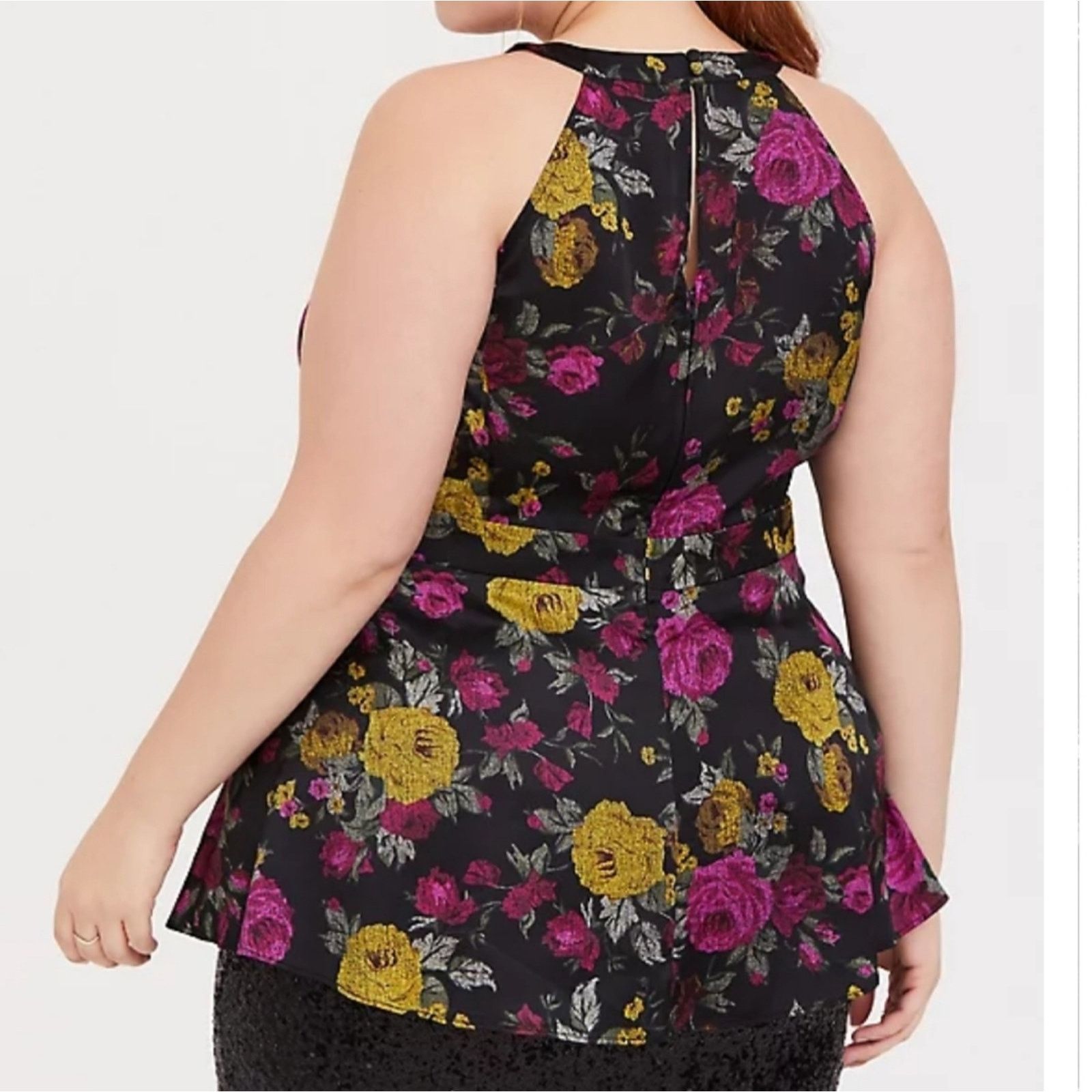 Torrid TORRID ☆ FLORAL BLACK SATIN HALTER TOP ☆ 4X NWT Size 4XL / US 24-26 - 7 Thumbnail