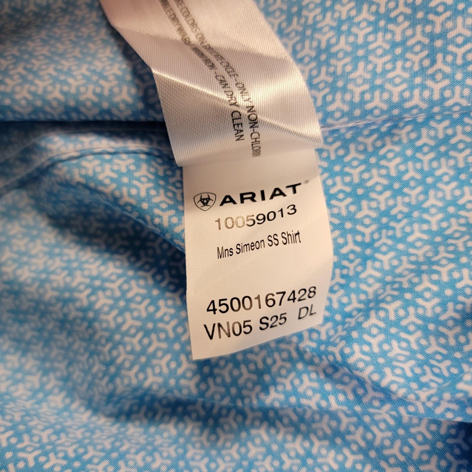 Ariat Ariat Shirt Mens Blue Simeon Classic Fit Short Sleeve Button Size US M / EU 48-50 / 2 - 7 Thumbnail