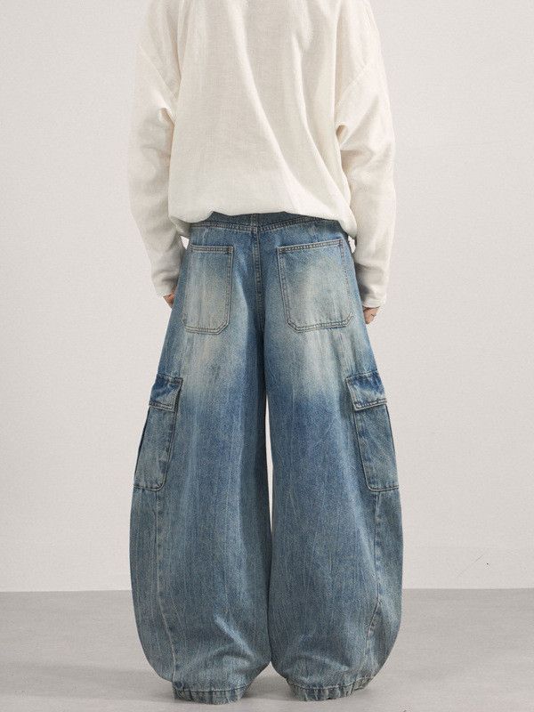Vintage American high street retro wide-leg curved jeans for men Size US 32 / EU 48 - 4 Thumbnail