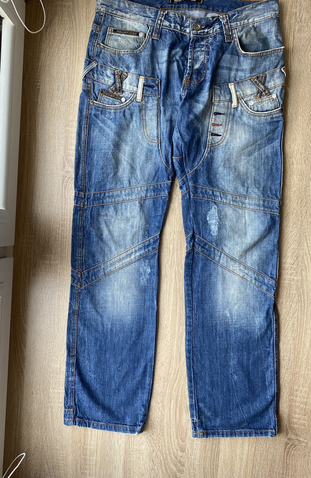 If Six Was Nine × Le Grande Bleu (L.G.B.) × Vintage Vintage Fly 53 Washed Distressed Wide Leg Denim Jeans pants Size US 36 / EU 52 - 2 Thumbnail