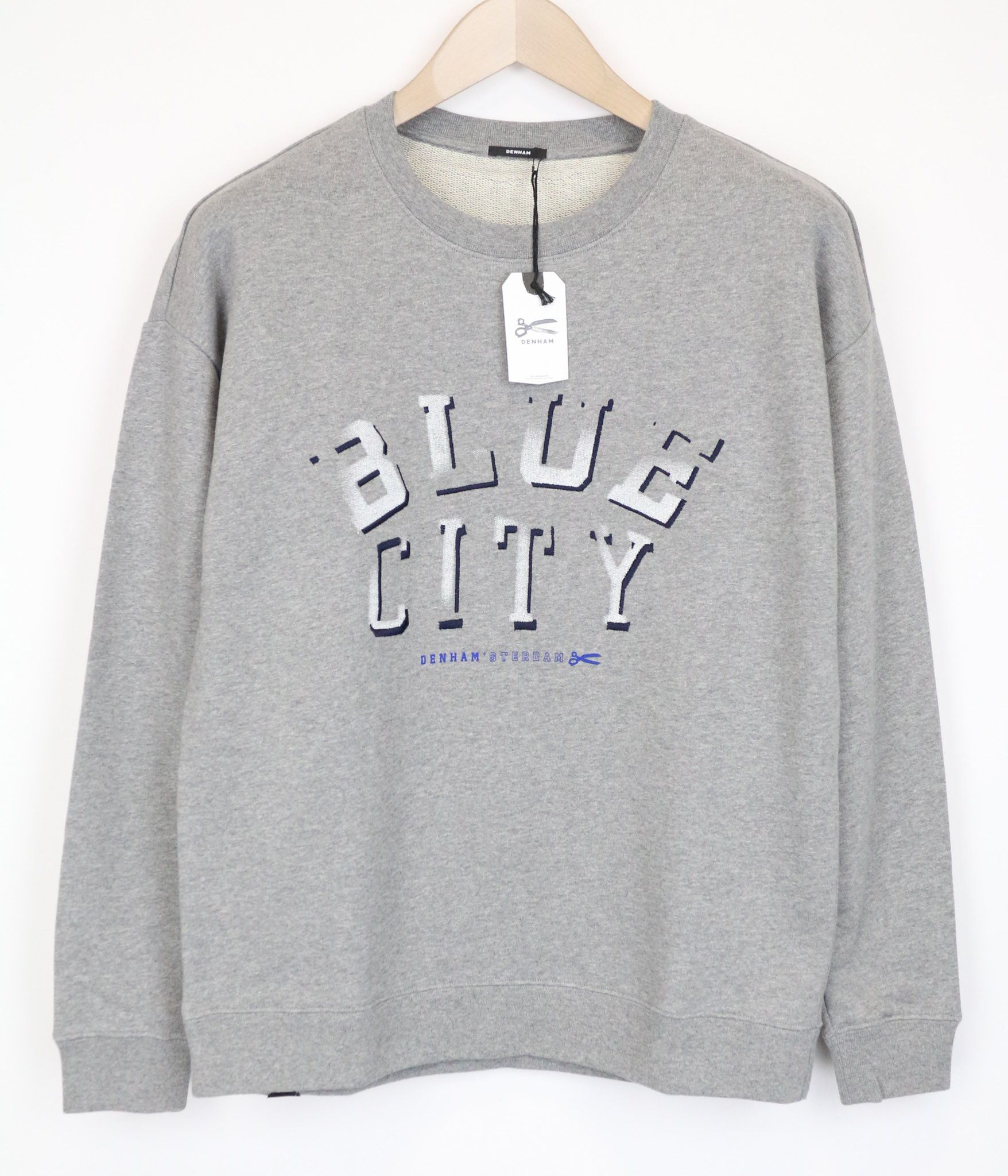 DENHAM BLUE CITY S Grey Cotton Fleece Sweatshirt 75877 Size US S / EU 44-46 / 1 - 1 Thumbnail