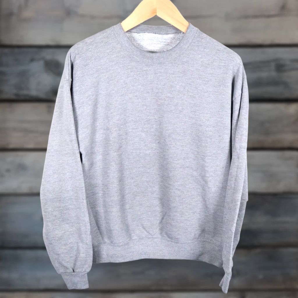 Vintage VINTAGE 90s Sweatshirt Mens Large Heather Gray Lightweight Pullover Crewneck Cotton Polyester Blank Regular Size US L / EU 52-54 / 3 - 1 Thumbnail
