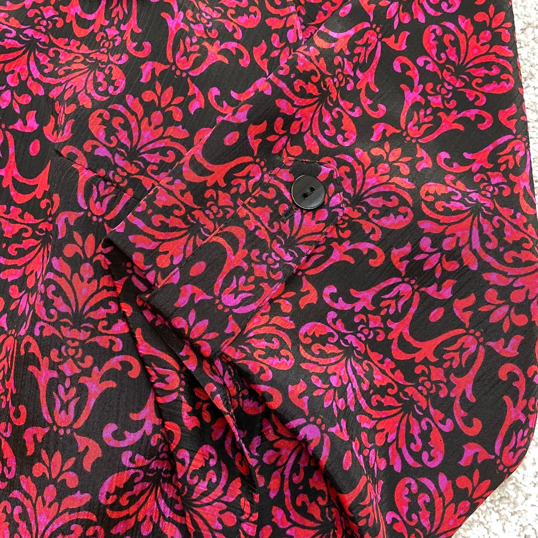 Vintage JMS Just My Size Button-Up Shirt womens 18W Red Roll Tab Sleeve Blouse Floral Size XXL / US 16-18 / IT 52-54 - 7 Thumbnail