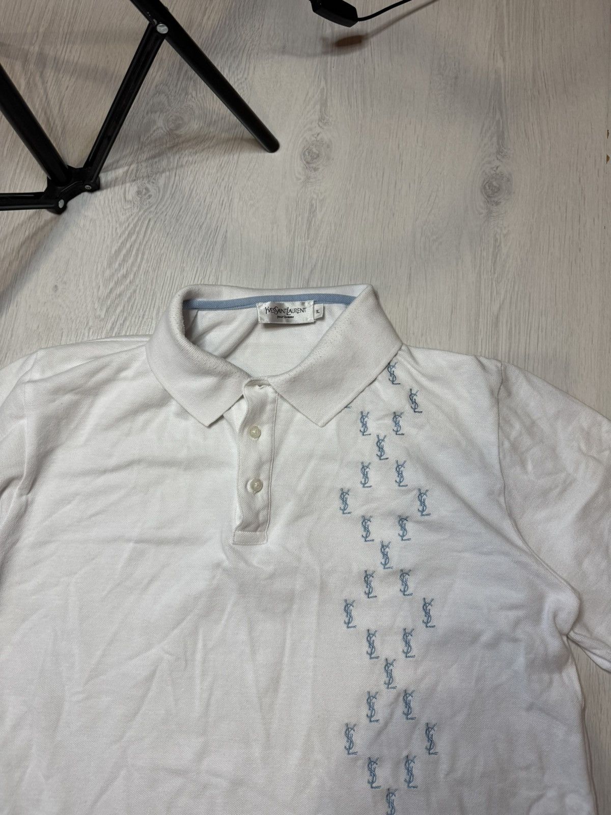 Vintage Vintage Y2k Yves Saint Laurent YSL Monogram Polo Shirt Size US L / EU 52-54 / 3 - 4 Thumbnail