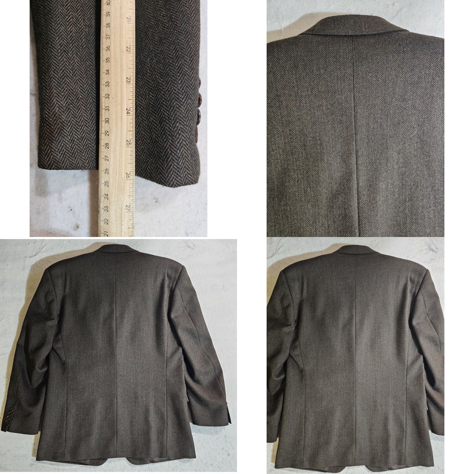 Lubiam VINTAGE Lubiam 1911 Herringbone Cashmere Lana Wool Blend Blazer/Sport Coat Mens Sz 44 Lg Brown Size 44R - 9 Thumbnail