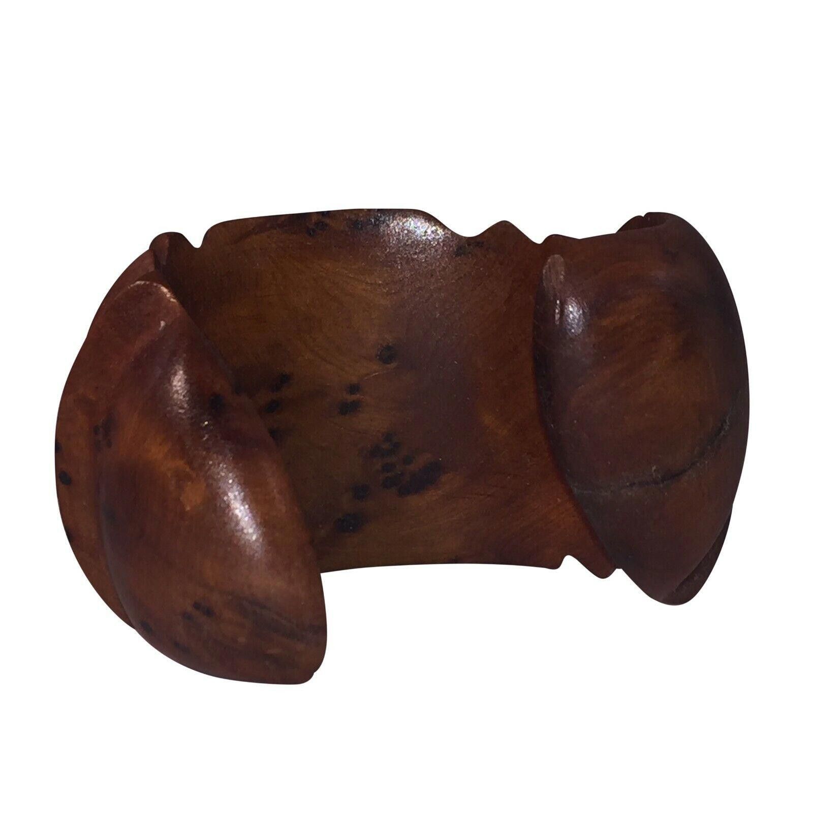 Designer Massive Burl Wood Carved Cuff Bracelet Size ONE SIZE - 5 Thumbnail