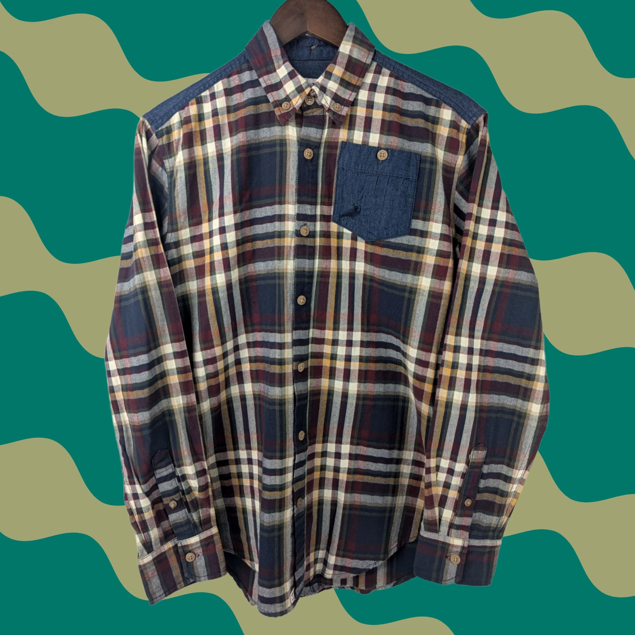 Vintage Staple Rugged Outdoors Plaid Chambray Button Down Shirt Mens M Cotton Size US M / EU 48-50 / 2 - 1 Thumbnail