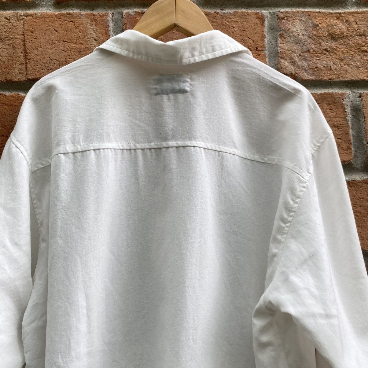 Vintage Vintage White Lace-Up Collar Long Sleeve Shirt Size US L / EU 52-54 / 3 - 3 Thumbnail