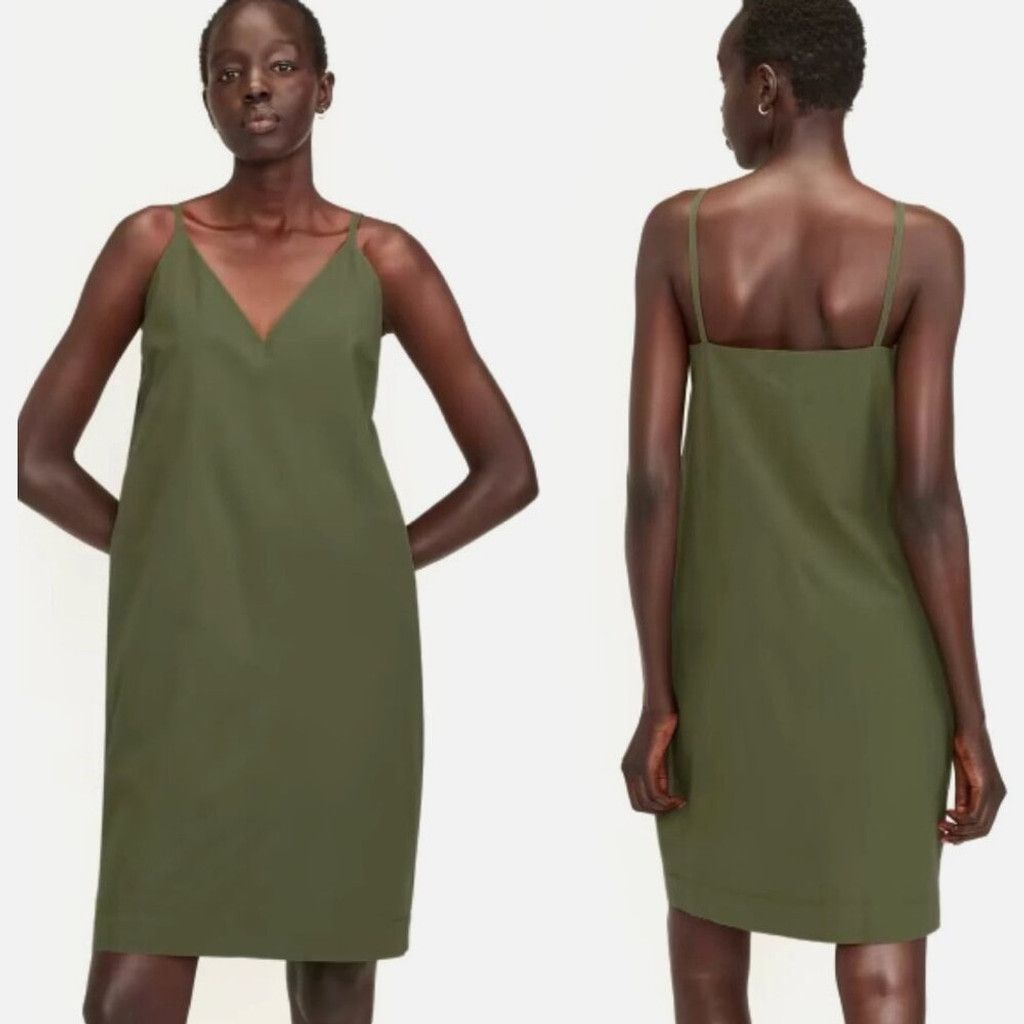 Everlane EVERLANE Poplin V-Neck Slip Dress in Kalamata Green Shift 6 Size M / US 6-8 / IT 42-44 - 1 Thumbnail