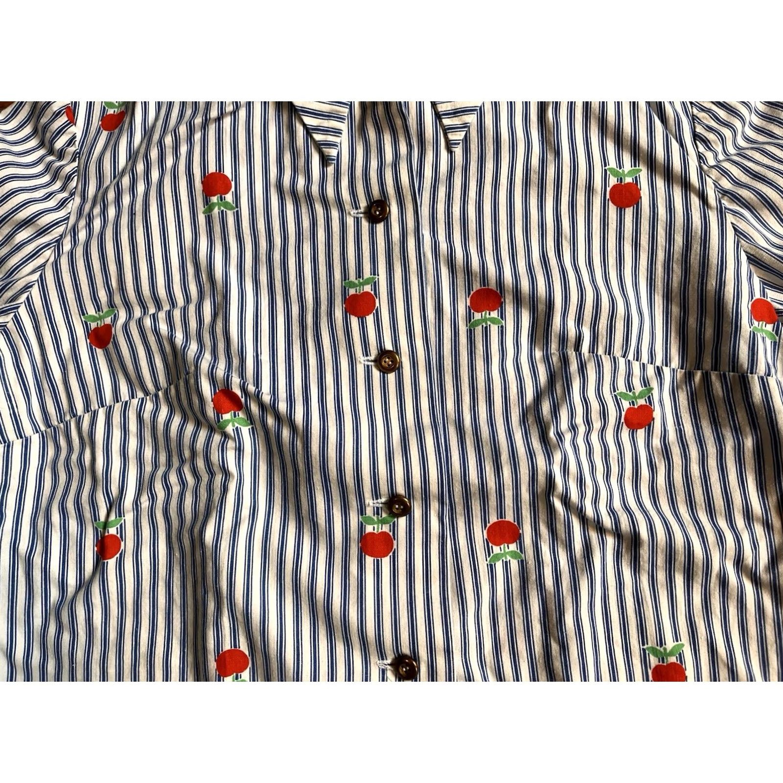 Apple VINTAGE Jamison Boutique Apple Co-Ord Set 2 Piece Shirt Skirt Pinstripe Blue Shirt Skirt Women’s Medium Miscellaneous Size M / US 6-8 / IT 42-44 - 3 Thumbnail