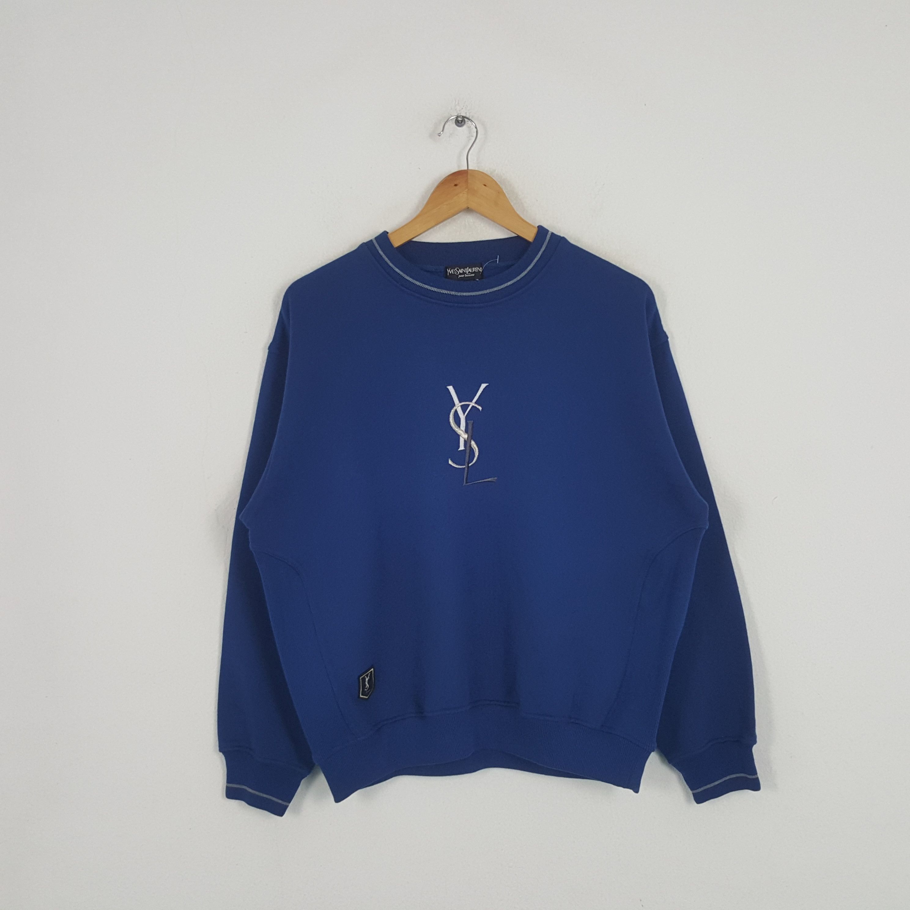 Vintage × Yves Saint Laurent Vintage Yves Saint Laurent Italian Designer Logo Sweatshirt Size US L / EU 52-54 / 3 - 1 Thumbnail