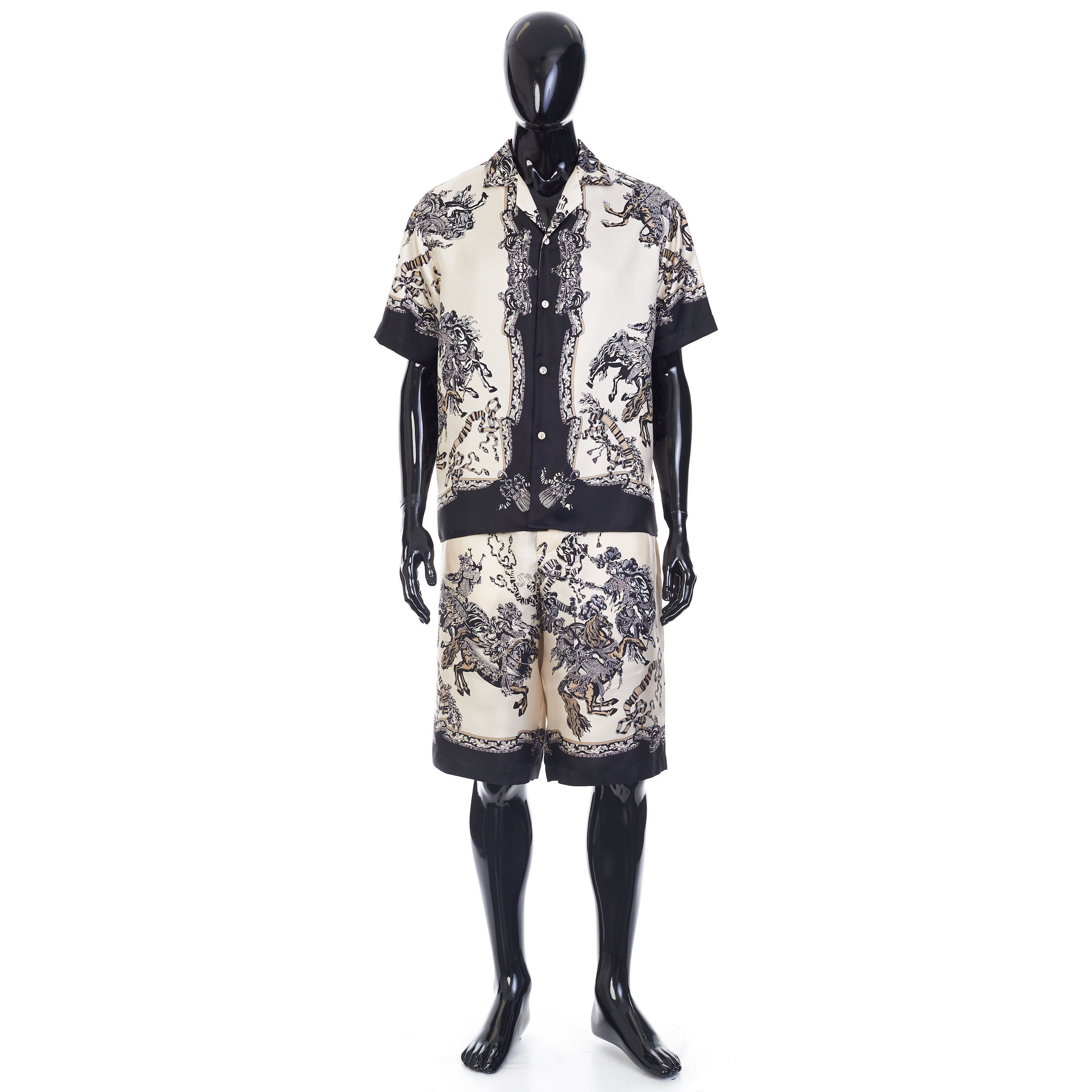 【新品】Gucci \"Birds of Prey\" Silk Shirts Gucci Men's Birds Of Prey Print Silk Bowling Shirt In Ivory