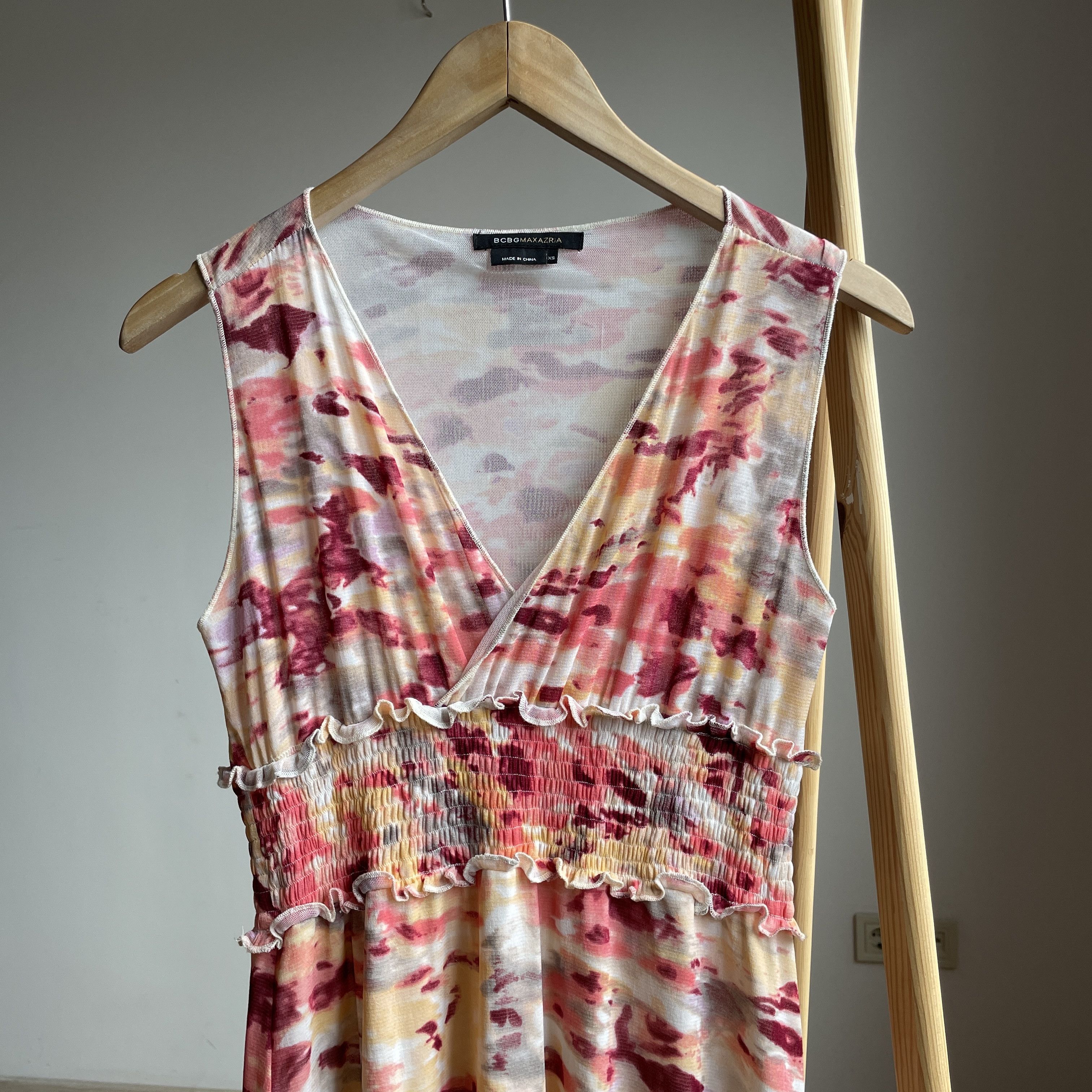 Bcbgmaxazria BCBG Max Azria Floral Tank Nylon Midi Decollete Dress Size XS / US 0-2 / IT 36-38 - 3 Thumbnail