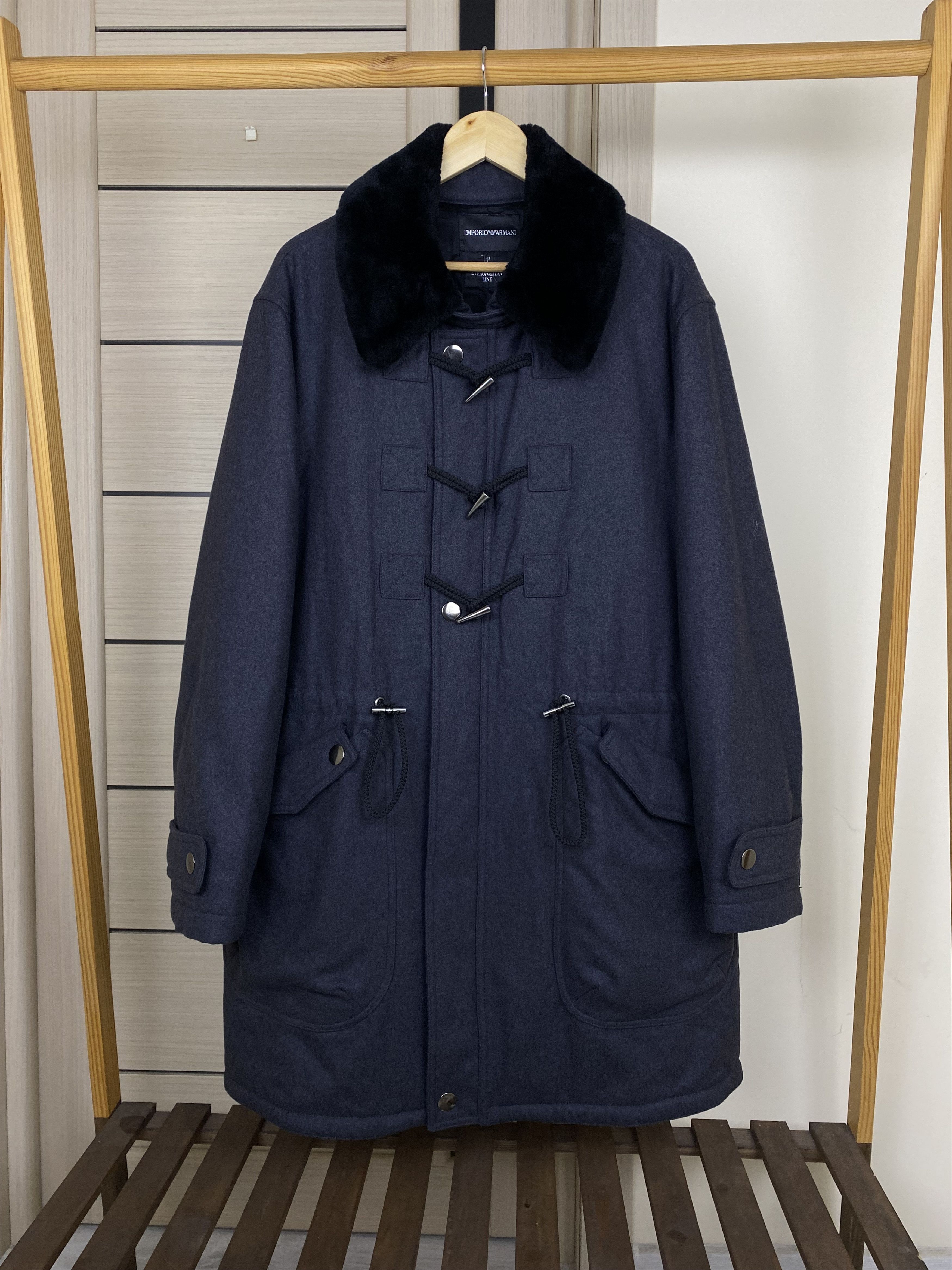Emporio Armani Vintage Emporio Armani wool Eco Fur duffle coat zip jacket Size US XL / EU 56 / 4 - 1 Thumbnail