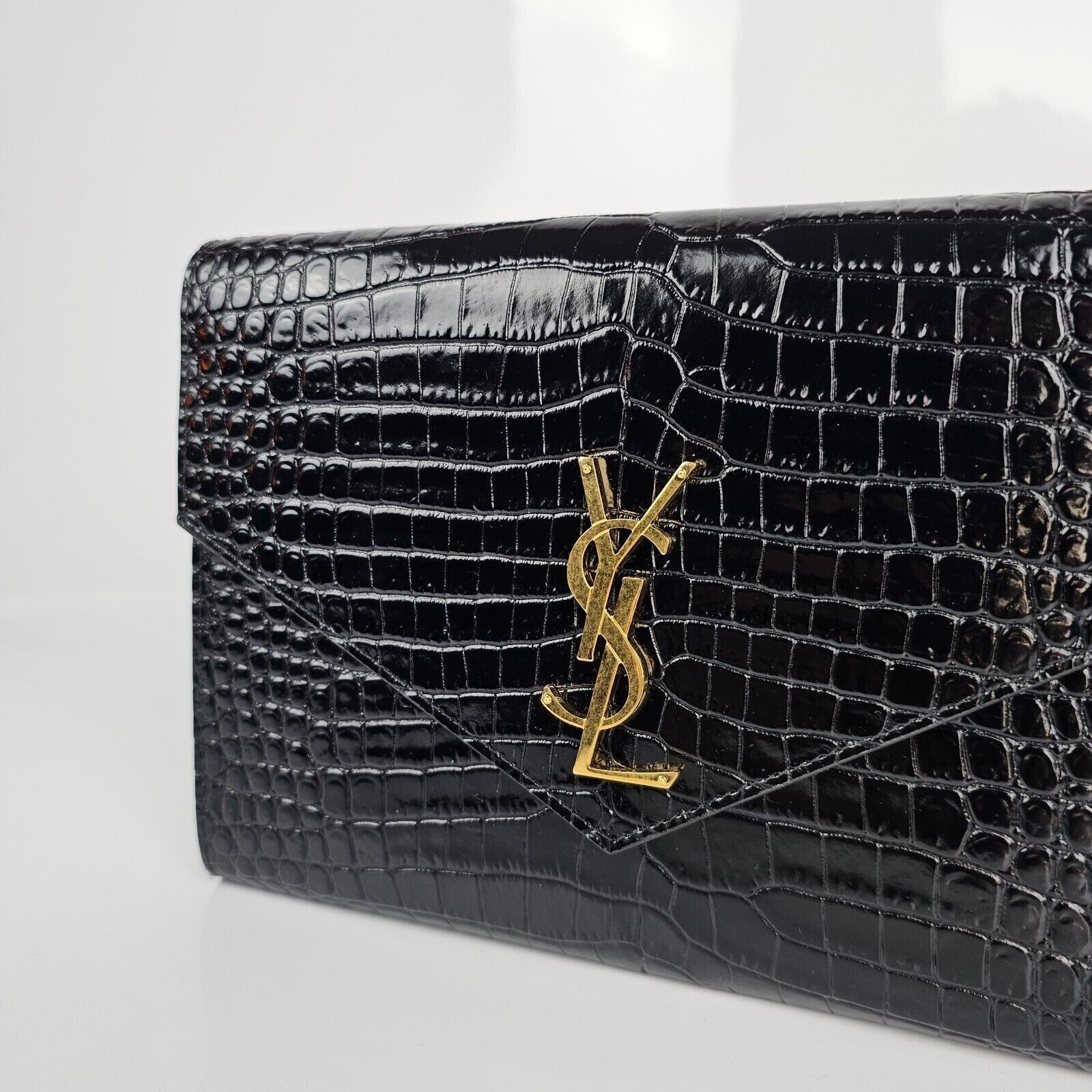 Saint Laurent Paris SAINT LAURENT Cassandre Black Embossed Leather Pouch Size ONE SIZE - 3 Thumbnail