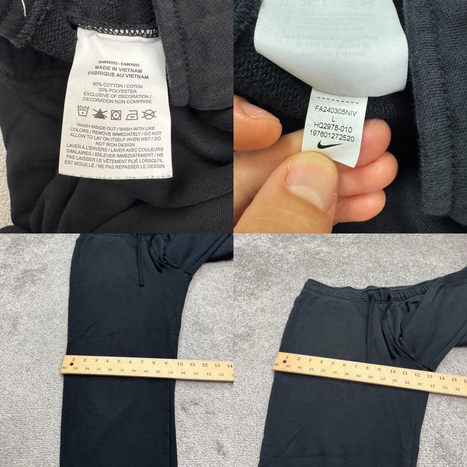 Nike Nike Jogger Sweatpants Adult Large Black Fleece Casual Activewear Size US 33 - 8 Thumbnail