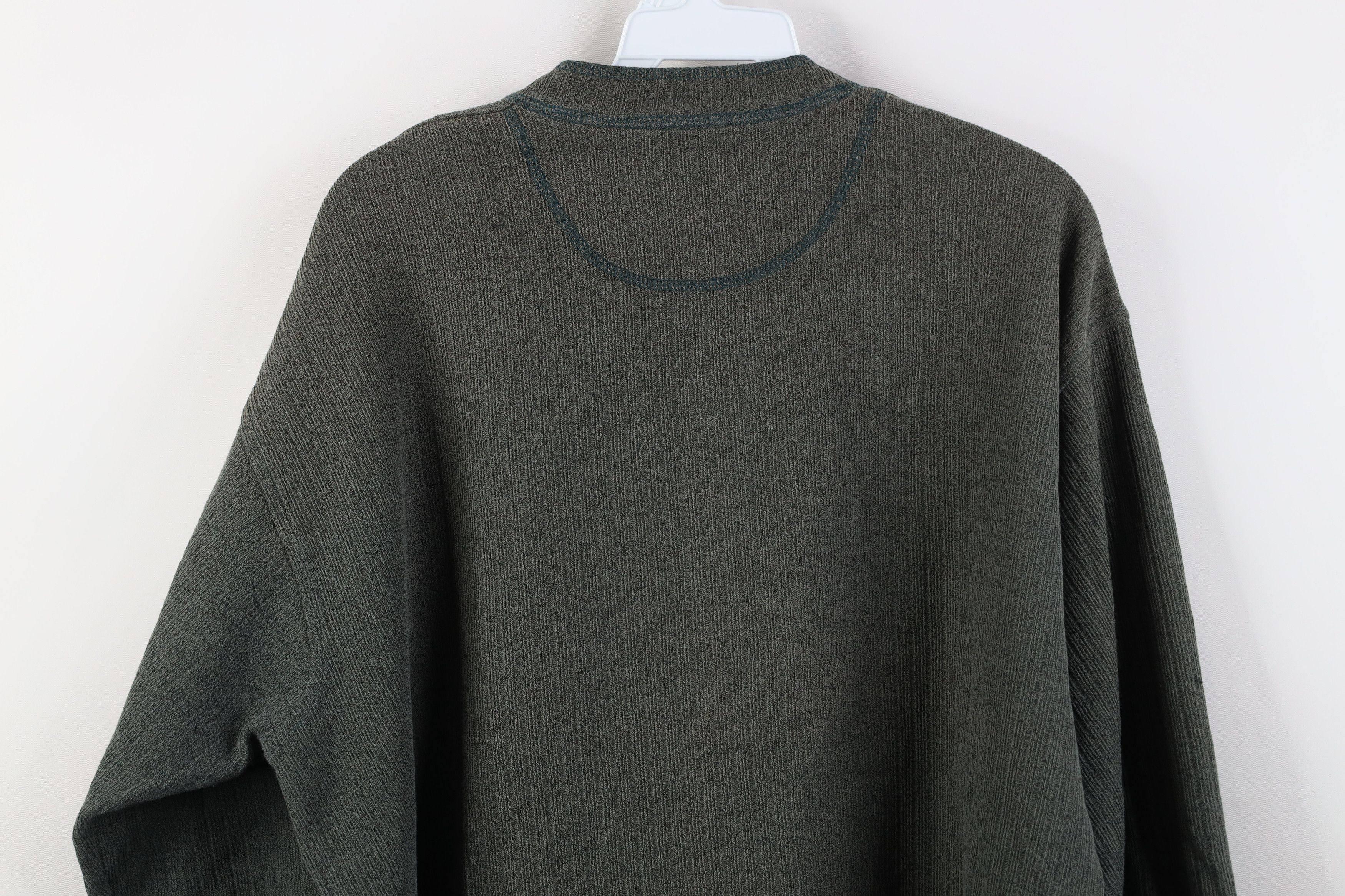 Vintage Vintage 90s Streetwear Knit Long Sleeve Henley T-Shirt Green Size US L / EU 52-54 / 3 - 13 Thumbnail