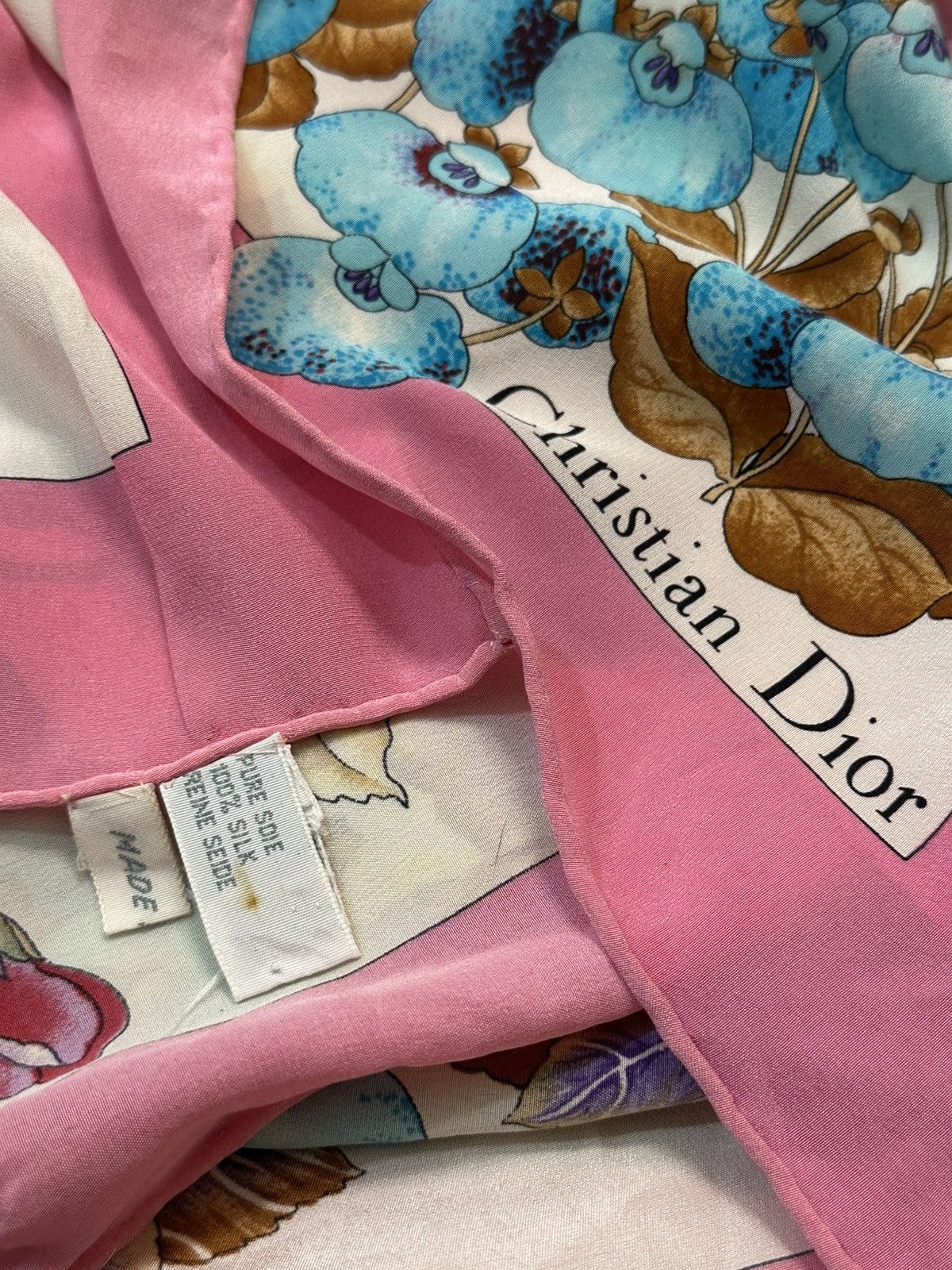 Dior 1980 - Christian Dior Floral Print Shawl Scarves (33x33) Size ONE SIZE - 3 Thumbnail