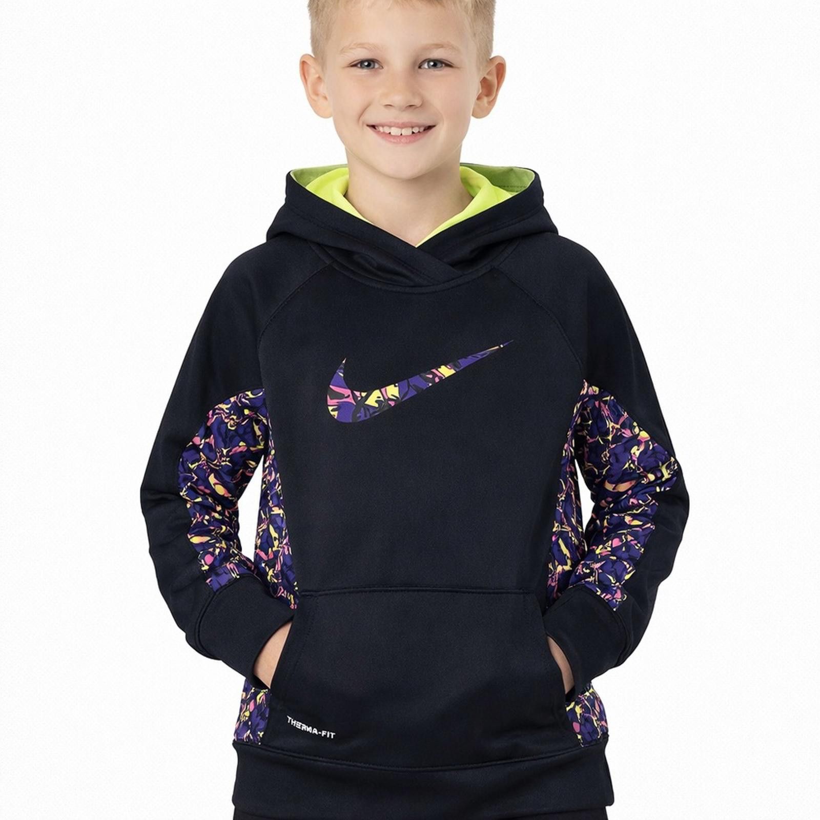 Nike Nike Kids Large Therma-Fit Hoodie Black Warm Pullover Size US L / EU 52-54 / 3 - 1 Thumbnail