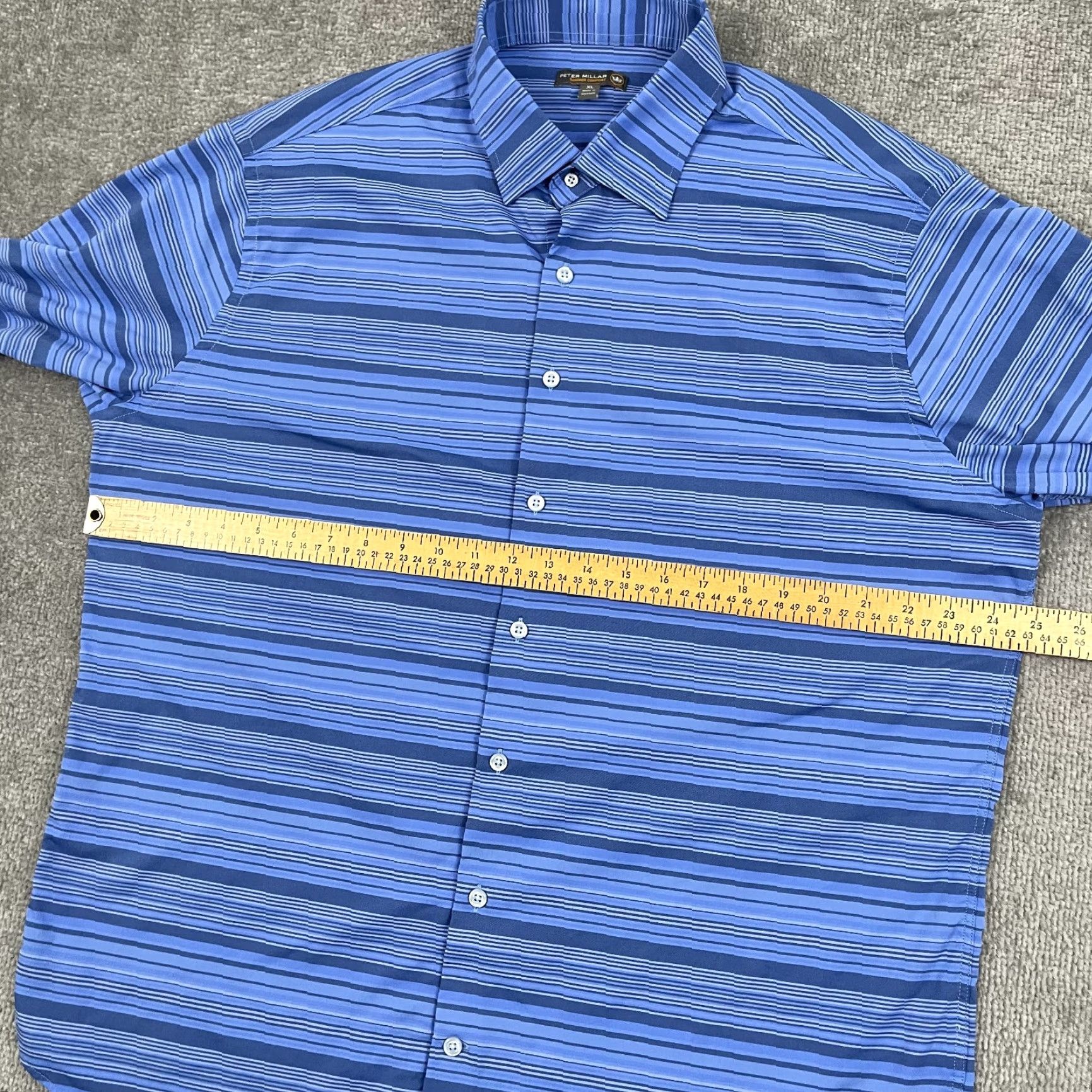 Peter Millar Peter Millar Shirt Mens XL Blue Striped Performance Button Summer Comfort Size US XL / EU 56 / 4 - 5 Thumbnail