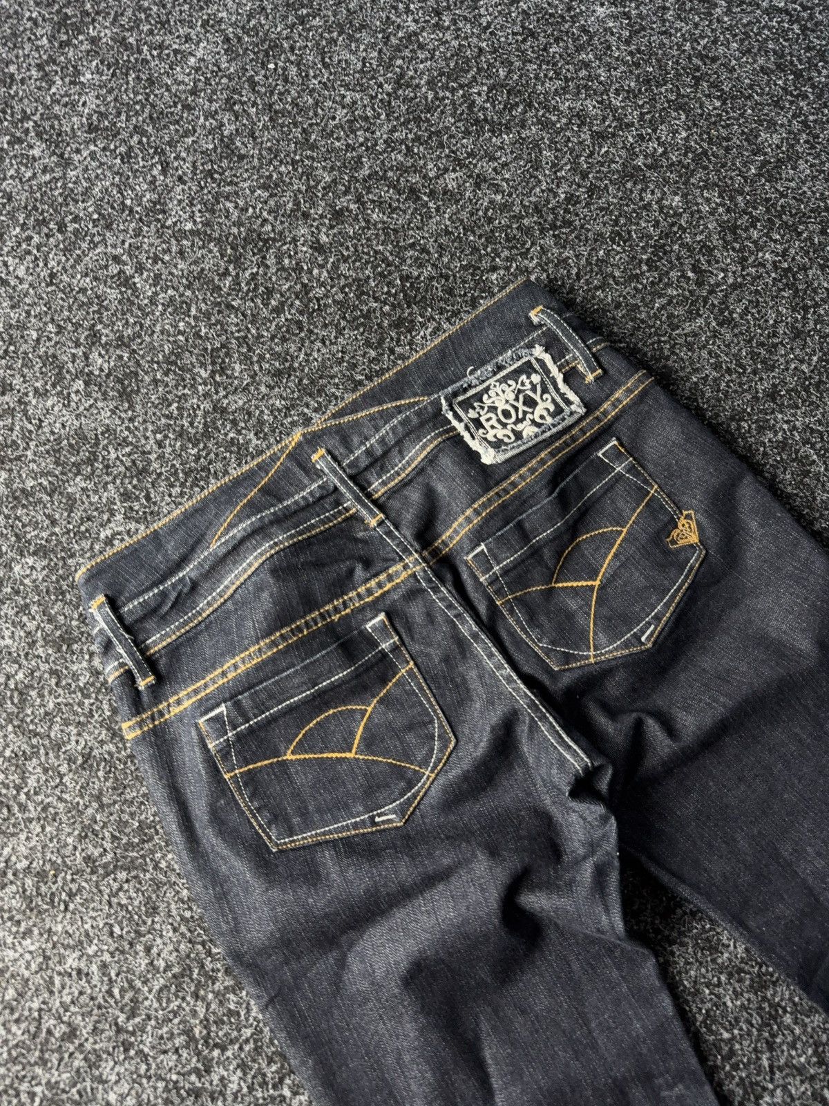 Quiksilver Vintage 00s ROXY Retro Dark Blue Jeans Low Rise USA Style Size 31" - 10 Thumbnail