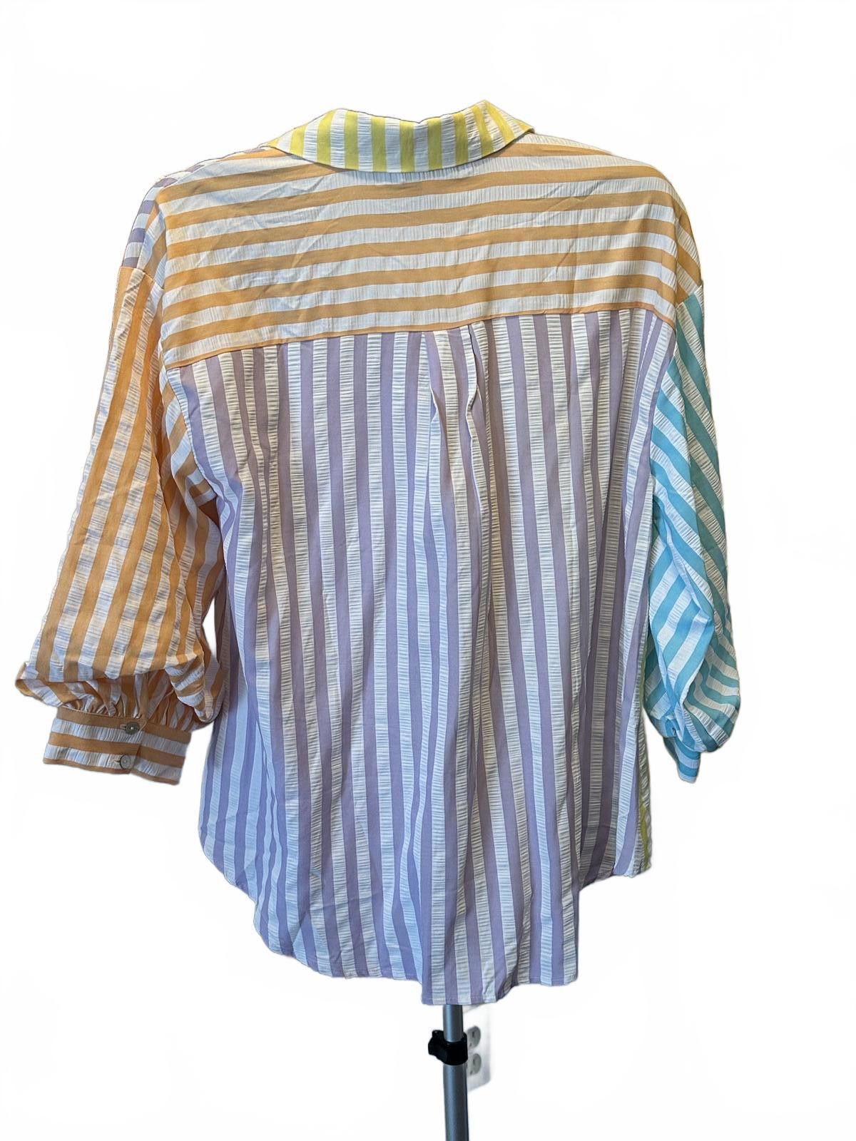 Etro Entro Color Pop Striped Blouse Size Large NWT Size L / US 10 / IT 46 - 4 Thumbnail