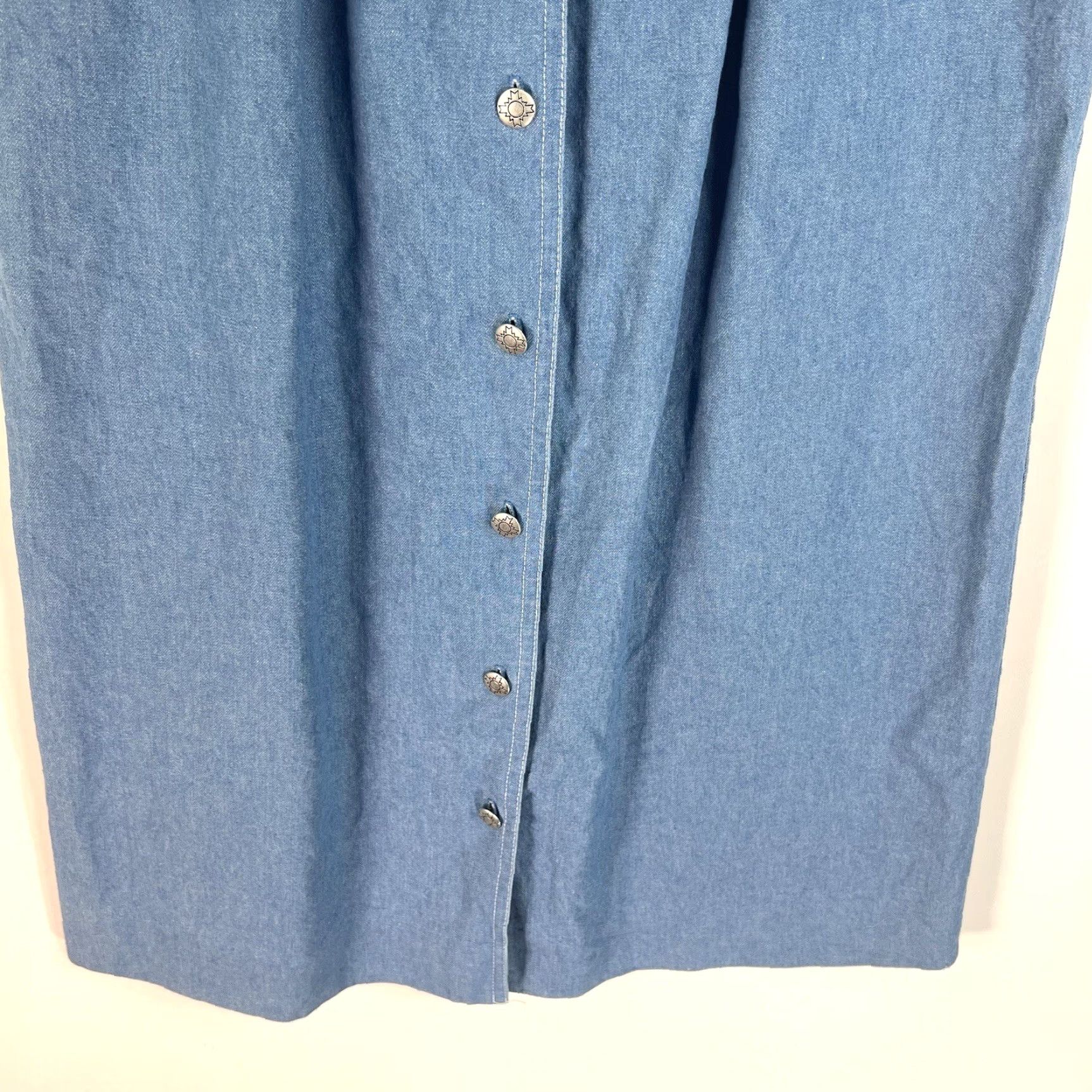 GRAFF Vintage Graff Women's Denim Skirt Size 6 Midi Pockets Studded Blue Stretch Casual Size 28" / US 6 / IT 42 - 3 Thumbnail