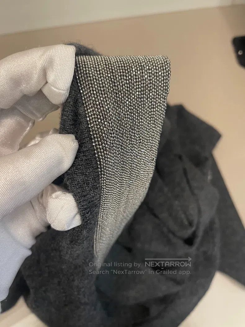 Brunello Cucinelli Brunello Cucinelli Black-grey beaded cashmere cardigan Size M / US 6-8 / IT 42-44 - 8 Thumbnail