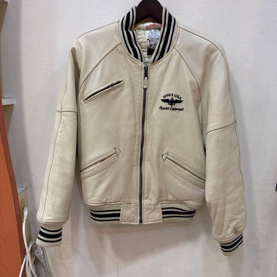 Avirex AVIREX USA Stadium Jacket White Leather XS Size US XS / EU 42 / 0 - 2 Thumbnail