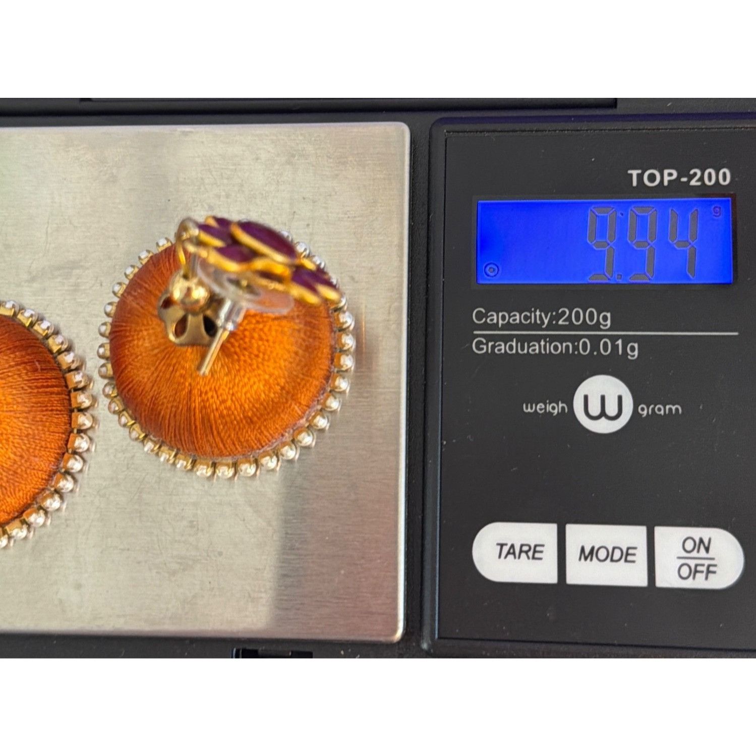 Other Vintage Orange Silk Thread Jhumka Earrings Red Floral Bolly Size ONE SIZE - 7 Thumbnail