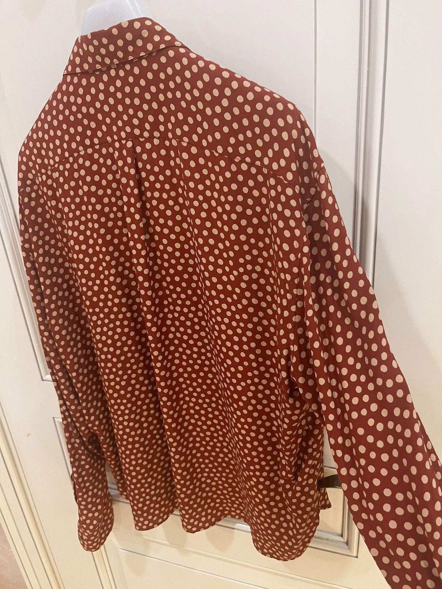 Saint Laurent Paris Saint Laurent Classic Red Polka Dot Silk Shirt Size US XS / EU 42 / 0 - 6 Thumbnail