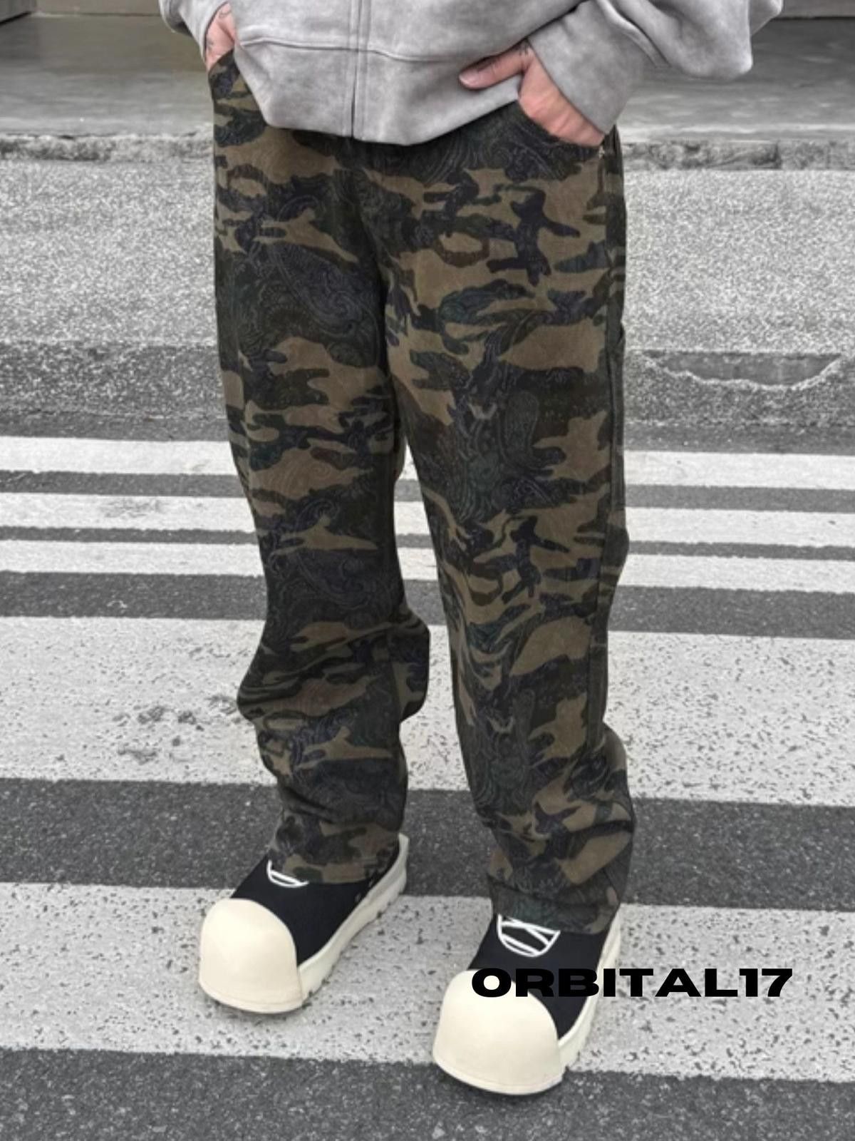 Vintage Camo Embroidered Cargo Straight Micro Flared Pants Size US 32 / EU 48 - 3 Thumbnail