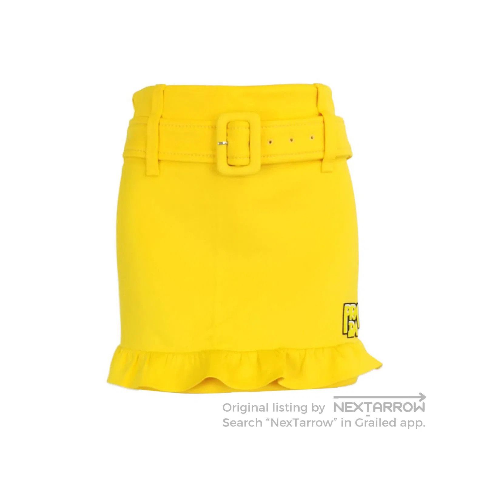 Prada Prada Yellow Logo Ruffle Hem Skirt . Size 35" - 1 Thumbnail