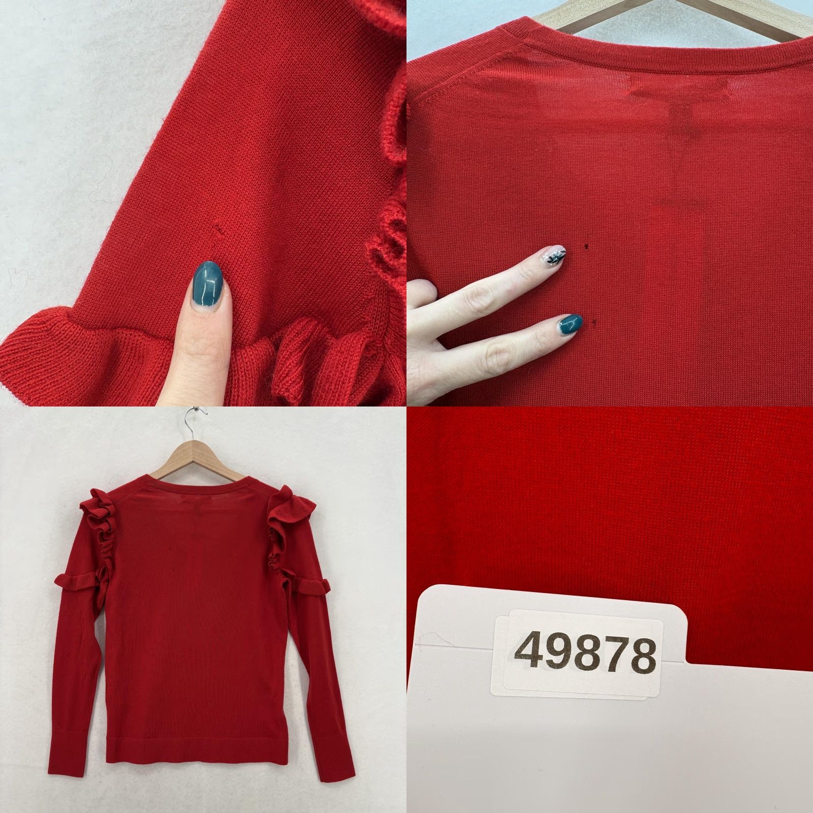 Banana Republic Banana Republic Sweater Womens XS Petite Red Merino Wool V-Neck Ruffle Pullover Size XS / US 0-2 / IT 36-38 - 9 Thumbnail