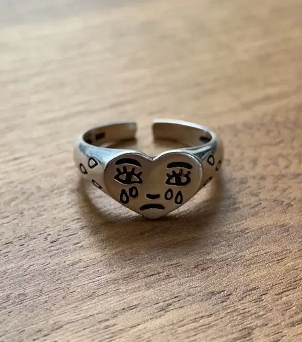 Japanese Brand Silver Ring - Crying Heart Size ONE SIZE - 3 Thumbnail