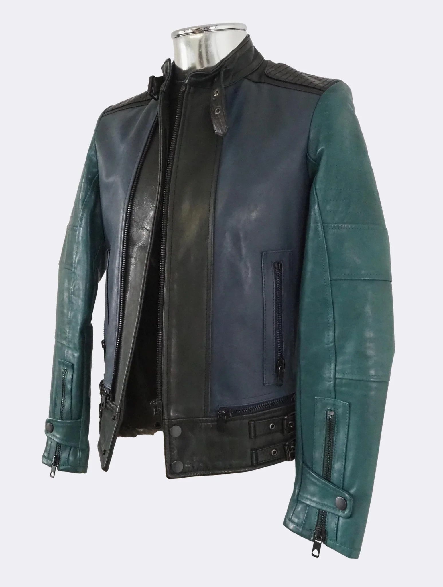 Diesel Black Gold Diesel Black Gold Bull Leather Biker Jacket Tricolor $1335 Size US S / EU 44-46 / 1 - 9 Thumbnail