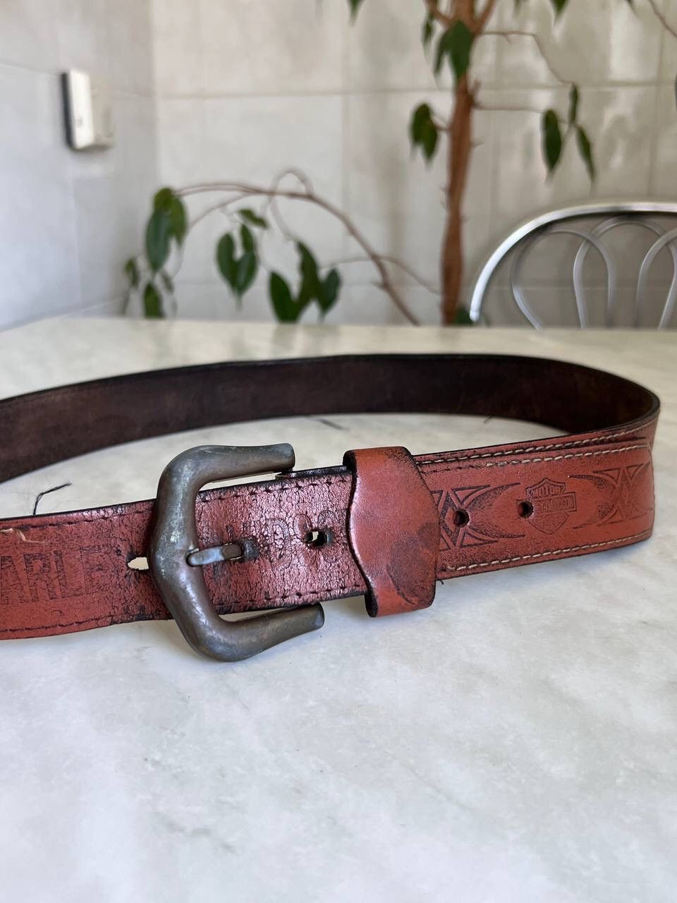 Vintage VINTAGE HARLEY DAVIDSON LEATHER BELT BROWN Size ONE SIZE - 13 Thumbnail