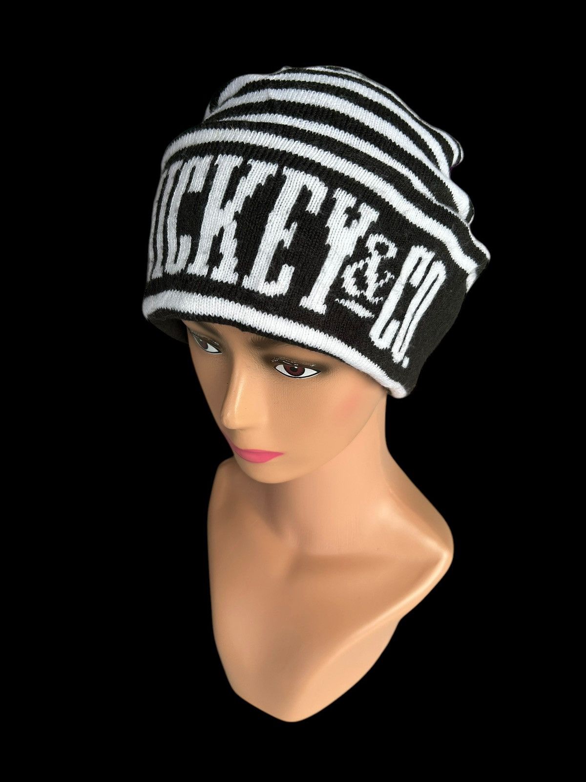 Japanese Brand × Kapital × Vintage Mickey Prison Stripe Beanie Hats Rare Size ONE SIZE - 2 Thumbnail