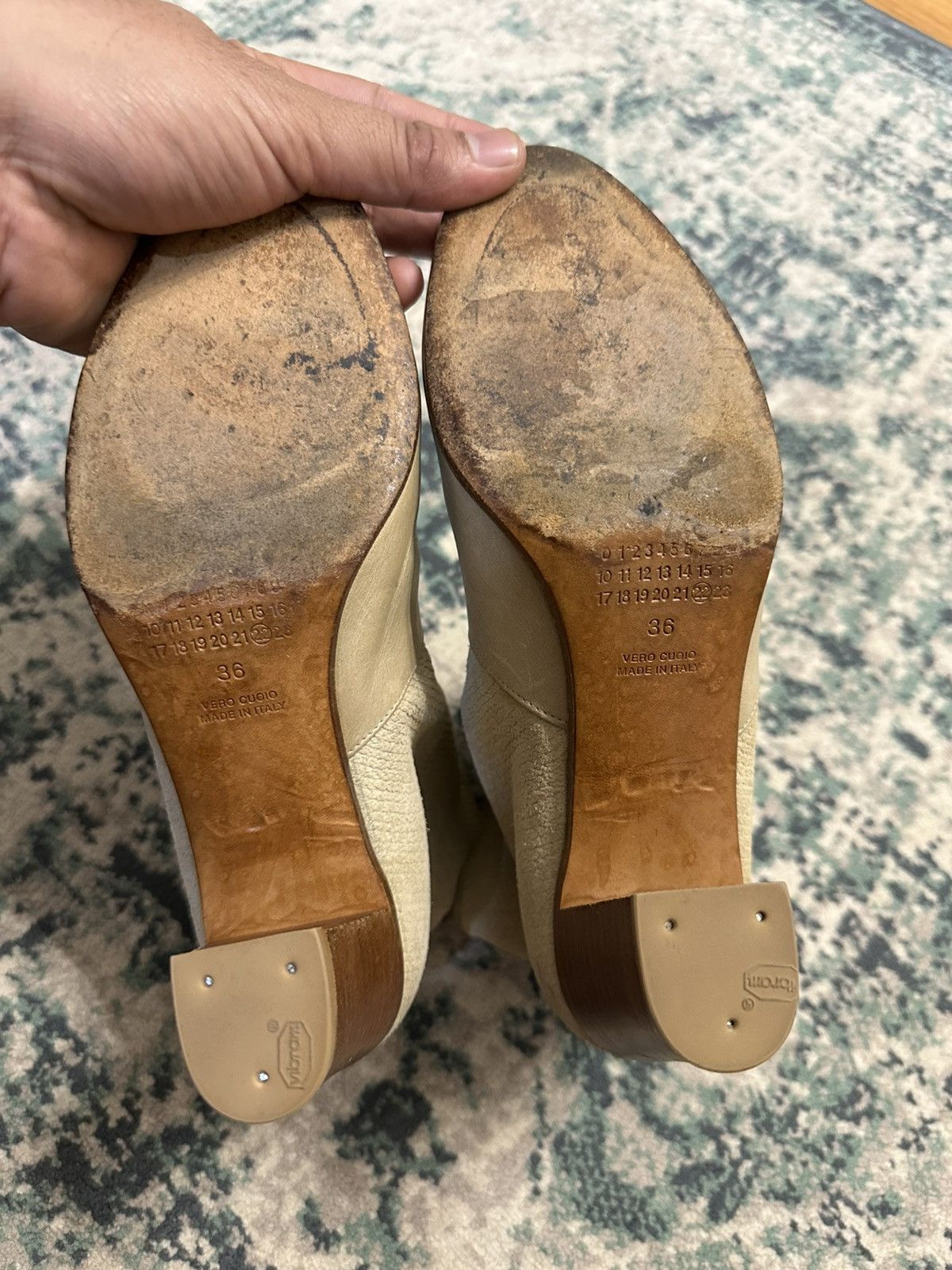 Maison Margiela Maison Martin Margiela Beige Leather and Suede Ankle Boots Size US 6 / IT 36 - 5 Thumbnail