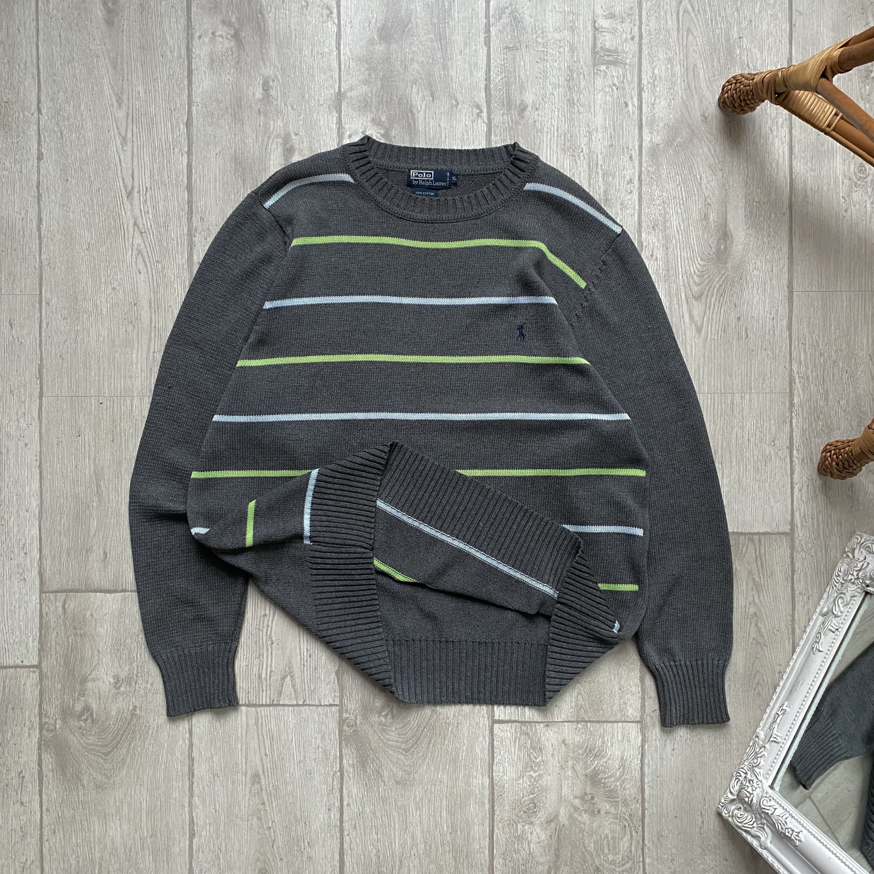Polo Ralph Lauren 🏇🏼 Vintage 90s Polo RALPH LAUREN Knit Striped Sweater Y2K Size US L / EU 52-54 / 3 - 5 Thumbnail