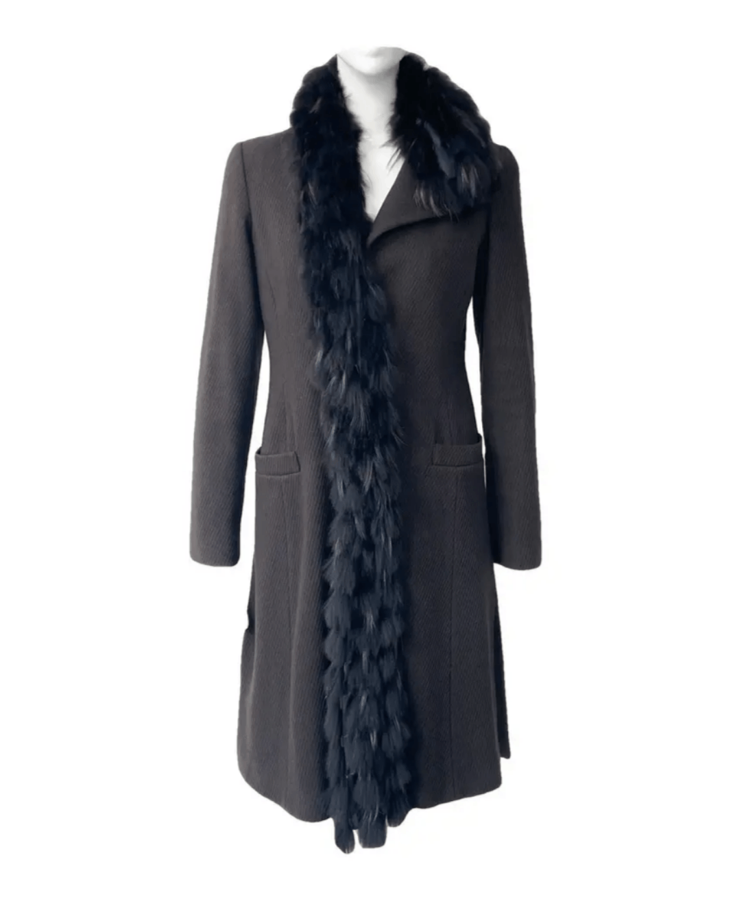 Emporio Armani wool coat with fur trimming Size XS / US 0-2 / IT 36-38 - 1 Thumbnail