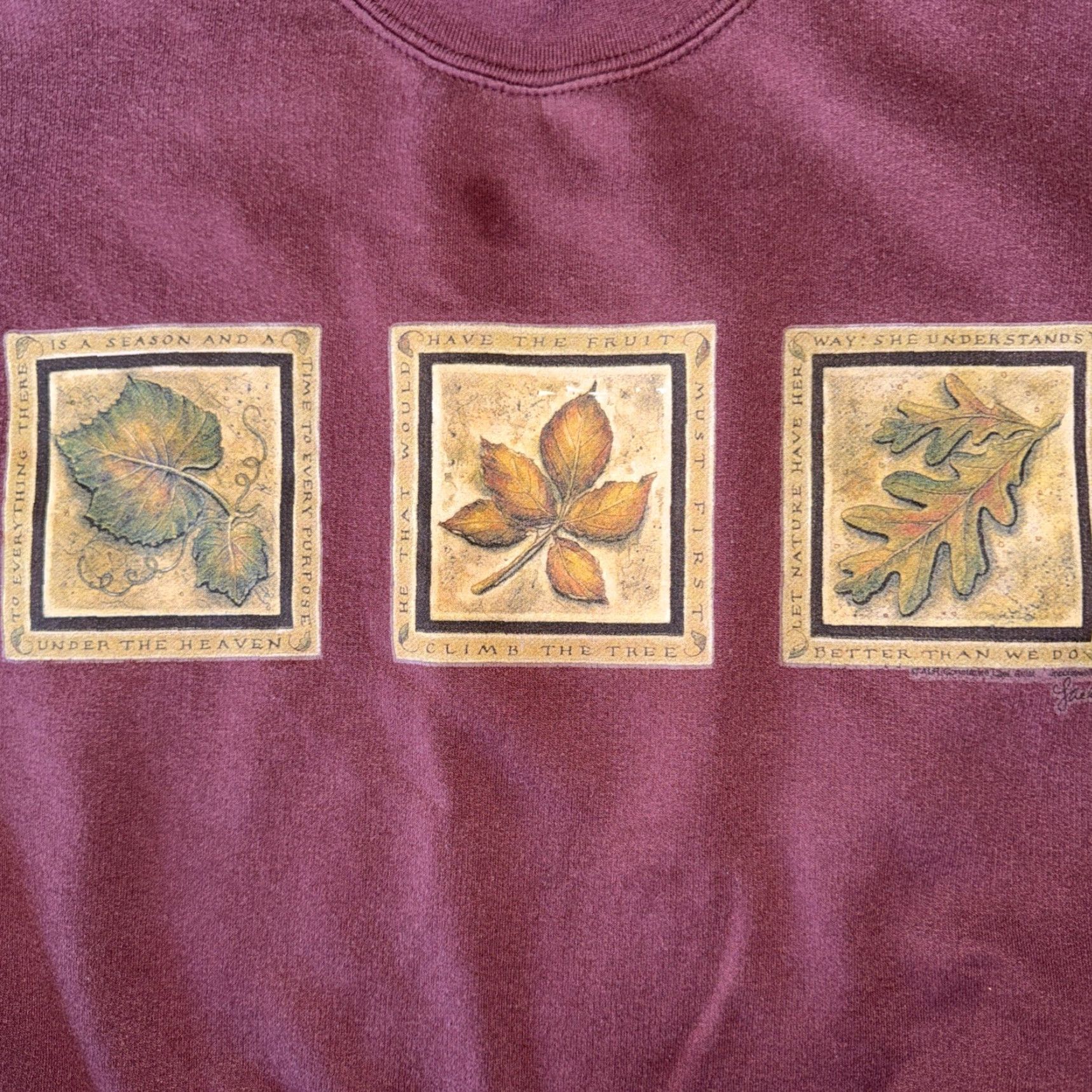 Vintage VINTAGE Ginnis Girls Maroon Sweatshirt Women's XL Leaf Pullover 90s US Stain Size XL / US 12-14 / IT 48-50 - 2 Thumbnail